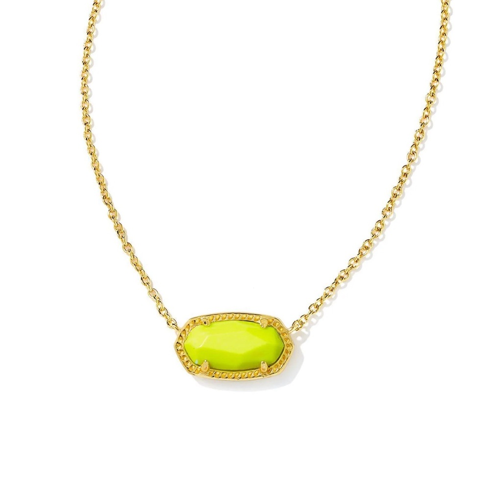 Kendra Scott Gold Necklace with Lime Stone